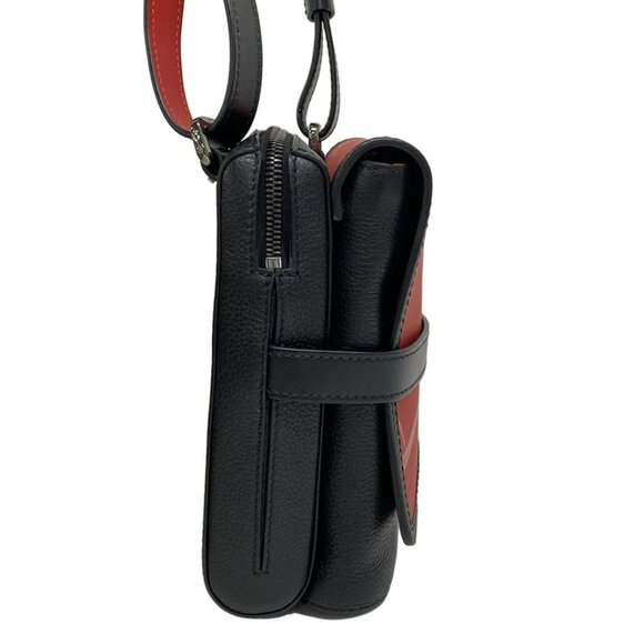CHRISTIAN LOUBOUTIN Benesch Reporter  Black Red Leather Shoulder Bag 557-082225 - Picture 4 of 14
